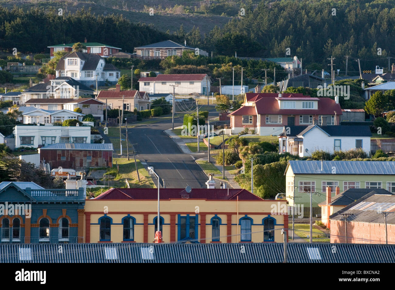 Am frühen Morgen in den Hafen Bluff, Southland, Neuseeland Stockfoto