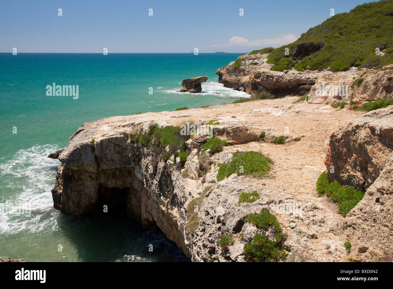 Strecke zwischen Tamarit und Altafulla, Altafulla, Tarragones, Tarragona, Spanien Stockfoto