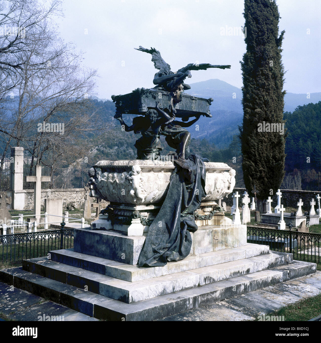 Julian Gayarre (1844-1890). Spanische Tenor. Gayarre Mausoleum in Bronze Skulptur von Mariano Benlliure (1862 – 1947). Navarra. Spanien Stockfoto