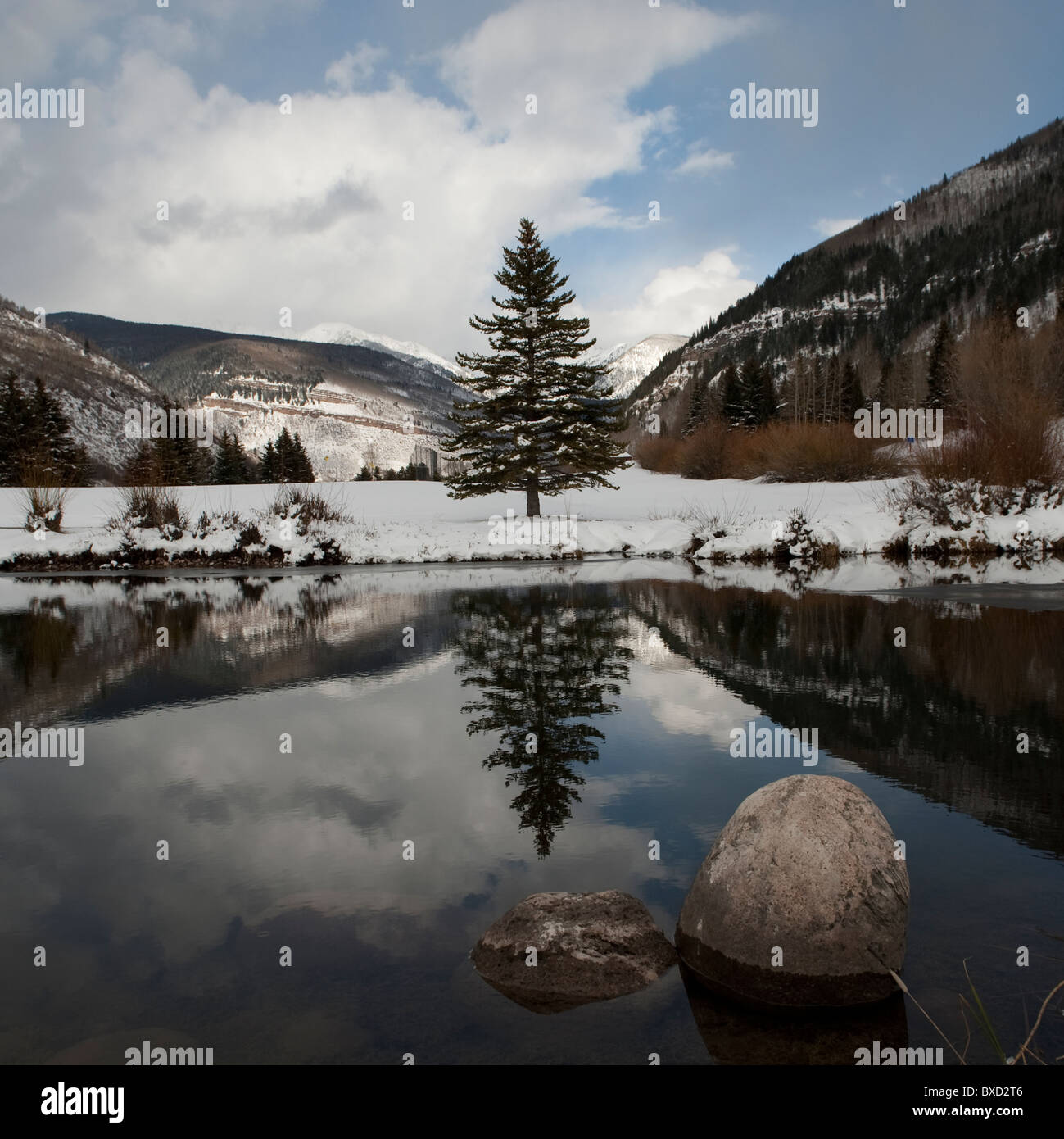 Winterlandschaft in Vail, Colorado Stockfoto