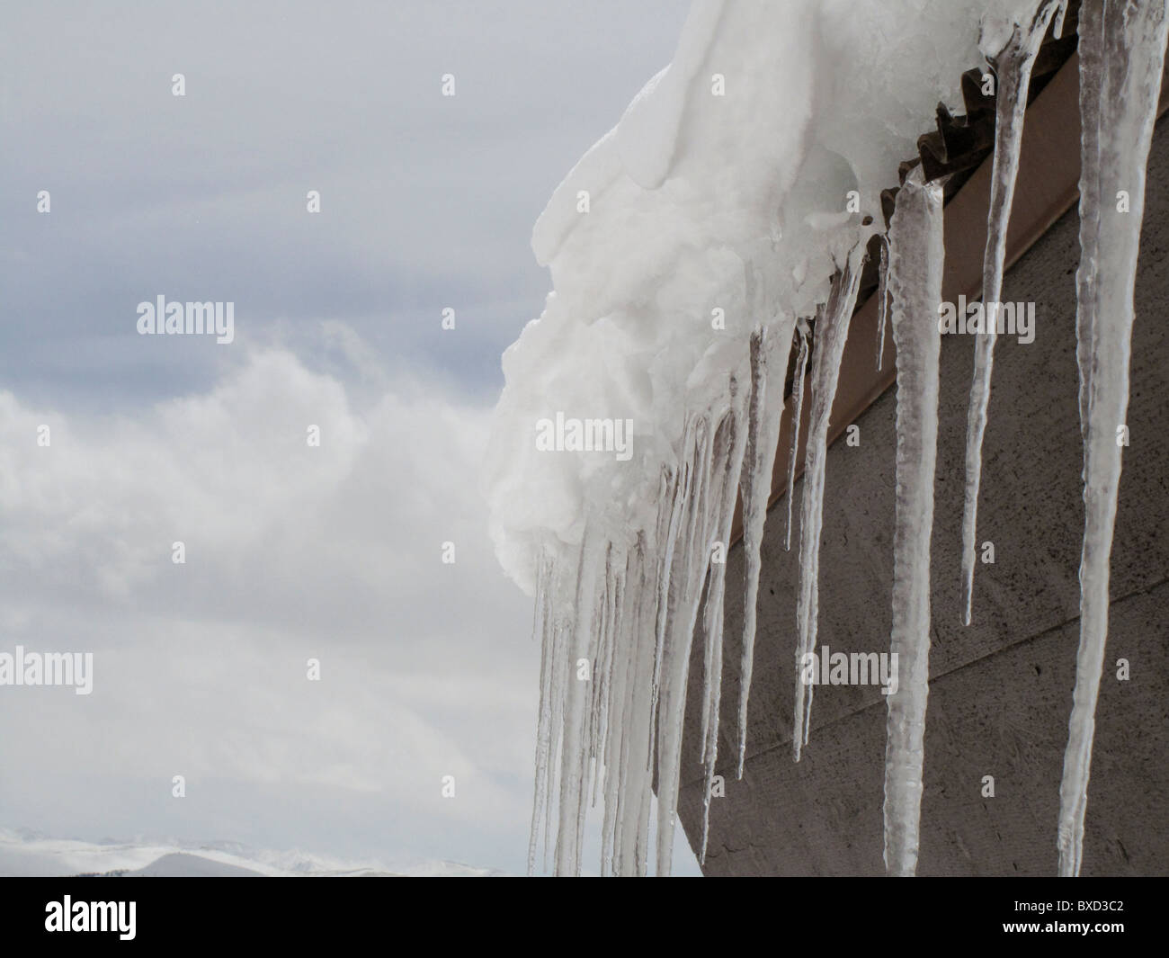Eiszapfen in Vail, Colorado Stockfoto