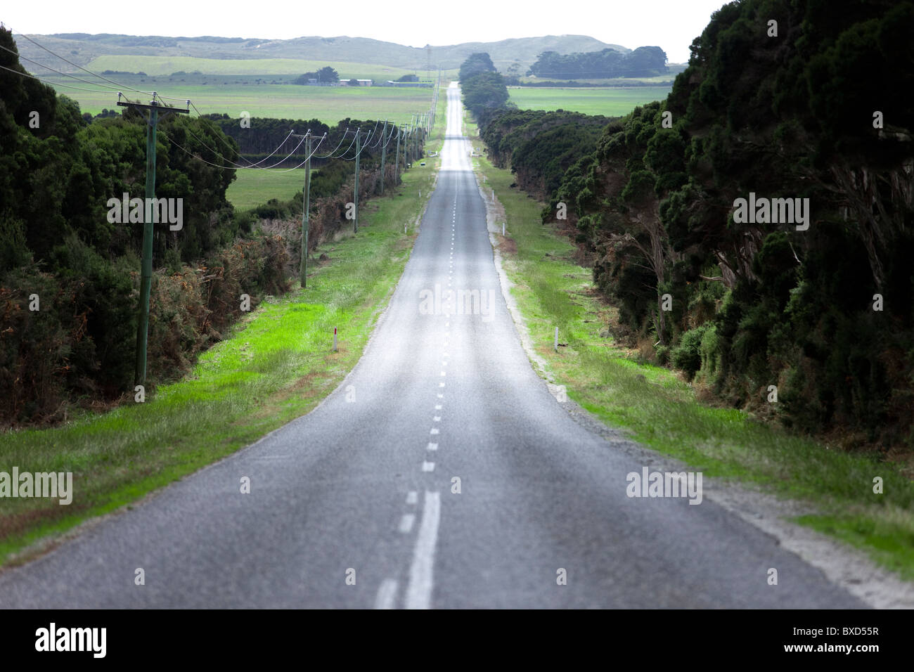 Cape Wickham Straße auf King Island. Stockfoto