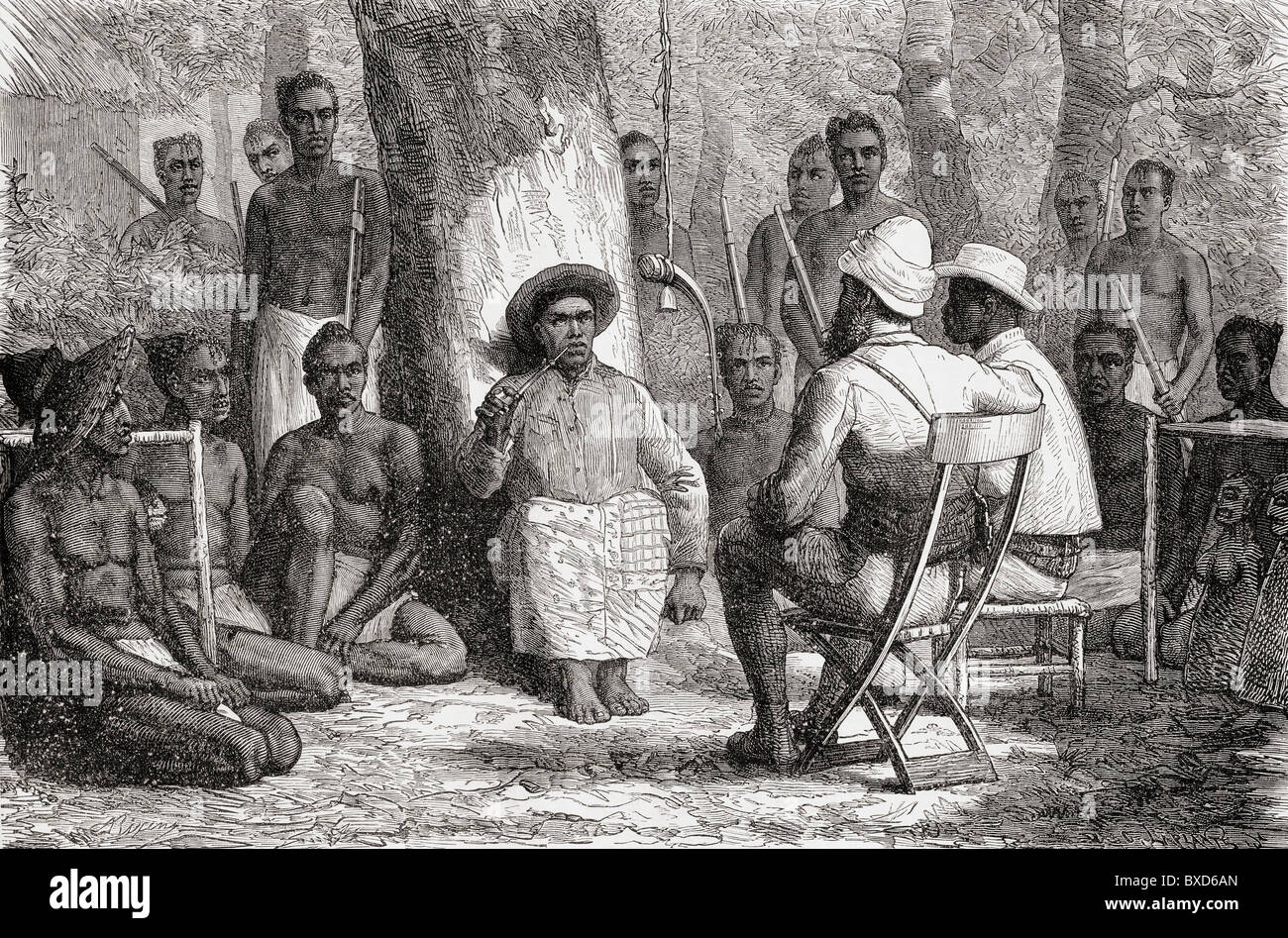 Verney Lovett Cameron Katenndé, während seiner Reisen in Afrika im Jahr 1872 bis 1876 zu besuchen. Stockfoto