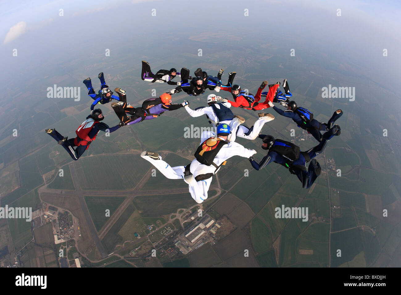 Ausbildung Fallschirmspringen an Langar Flugplatz, England Stockfoto