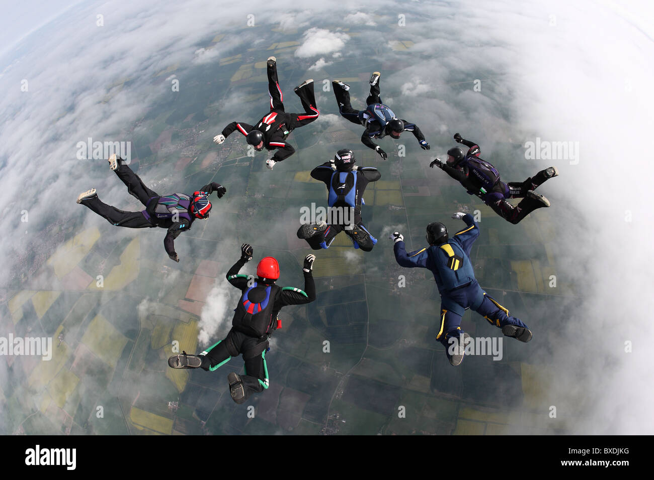 Ausbildung Fallschirmspringen an Langar Flugplatz, England Stockfoto