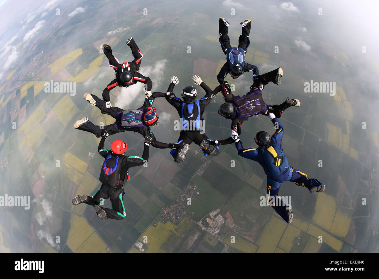 Ausbildung Fallschirmspringen an Langar Flugplatz, England Stockfoto