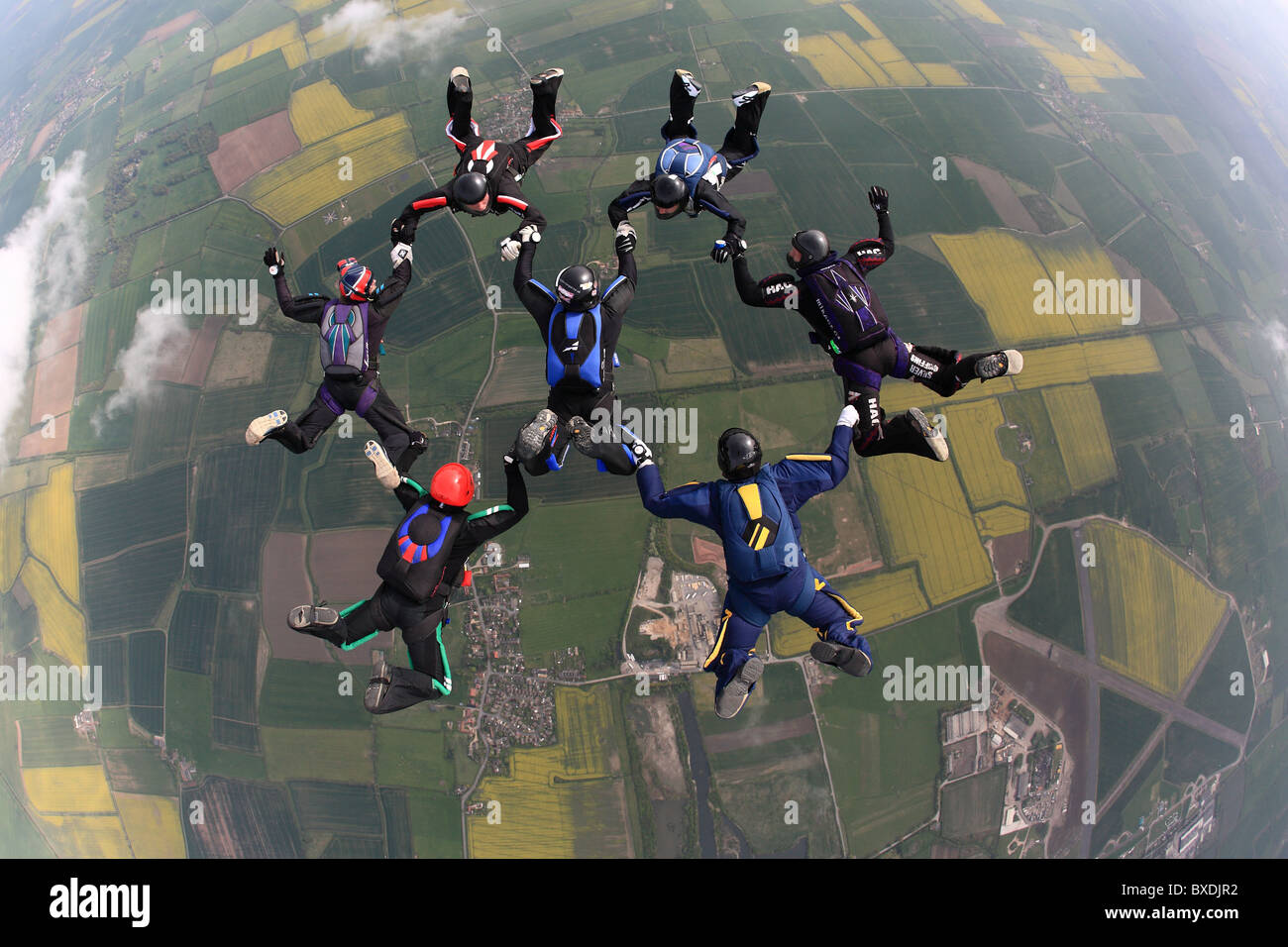 Ausbildung Fallschirmspringen an Langar Flugplatz, England Stockfoto