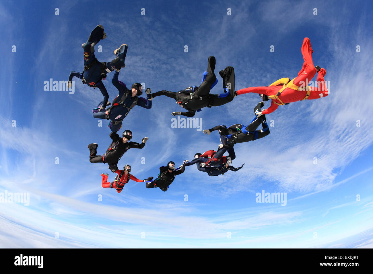 Ausbildung Fallschirmspringen an Langar Flugplatz, England Stockfoto