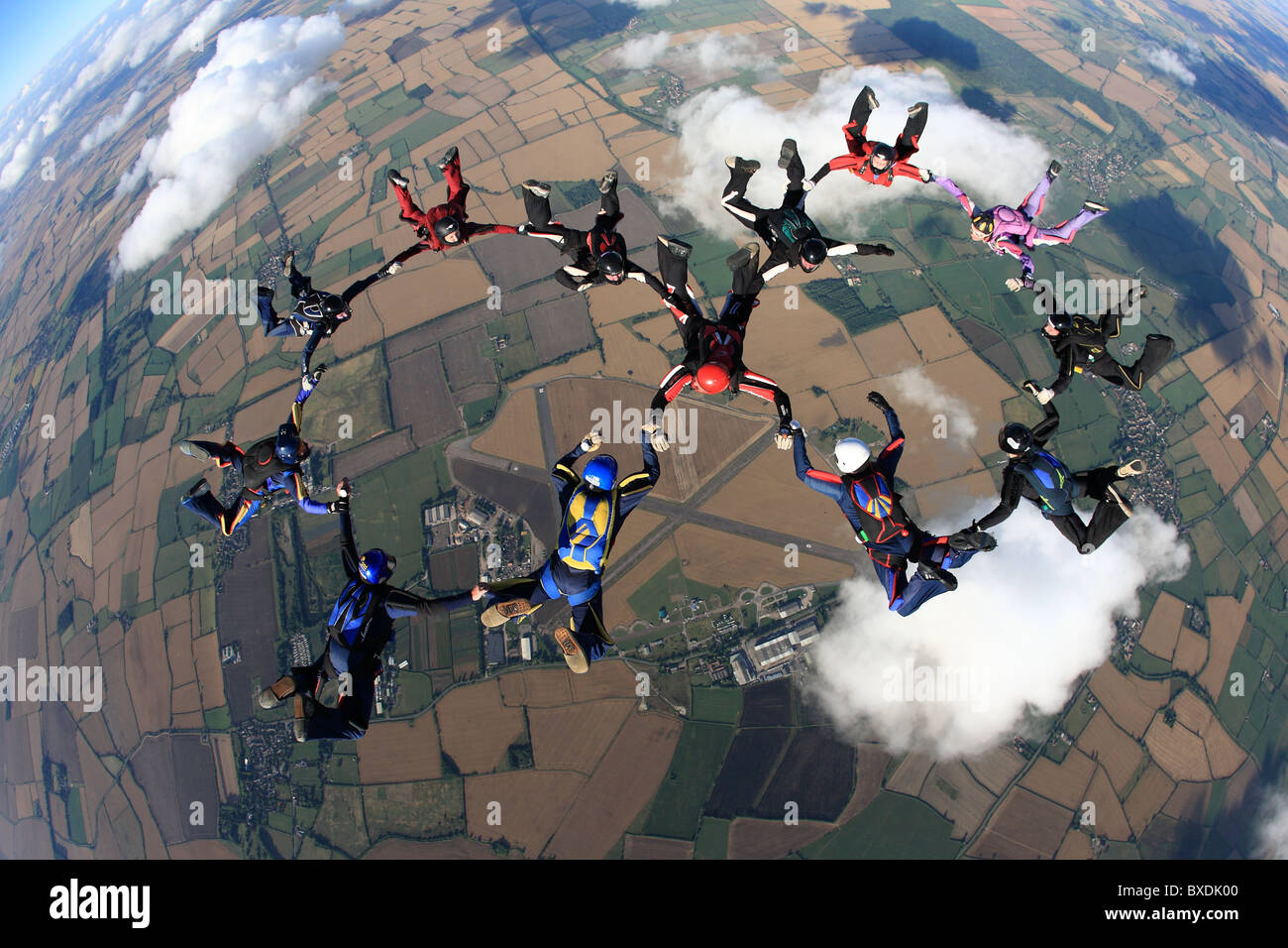 Ausbildung Fallschirmspringen an Langar Flugplatz, England Stockfoto