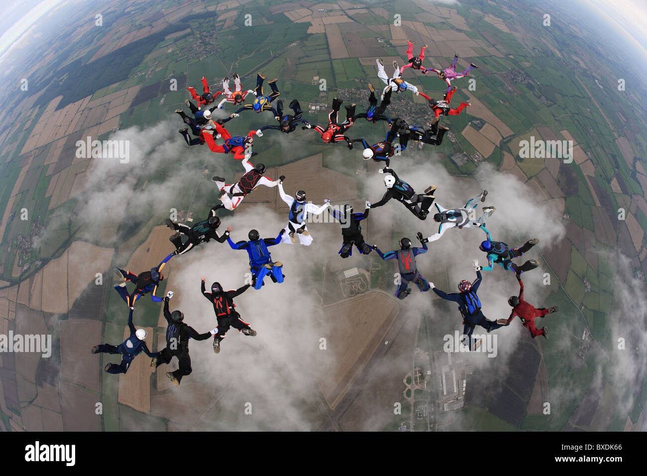 Ausbildung Fallschirmspringen an Langar Flugplatz, England Stockfoto