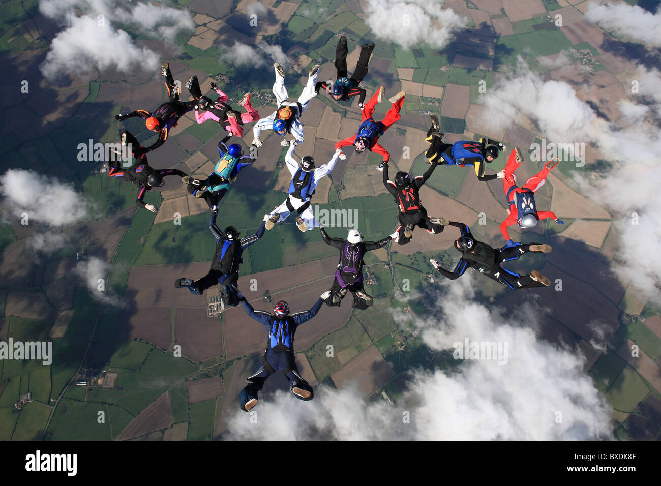 Ausbildung Fallschirmspringen an Langar Flugplatz, England Stockfoto