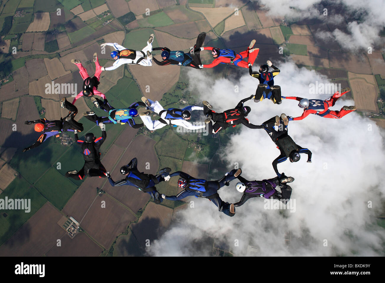 Ausbildung Fallschirmspringen an Langar Flugplatz, England Stockfoto