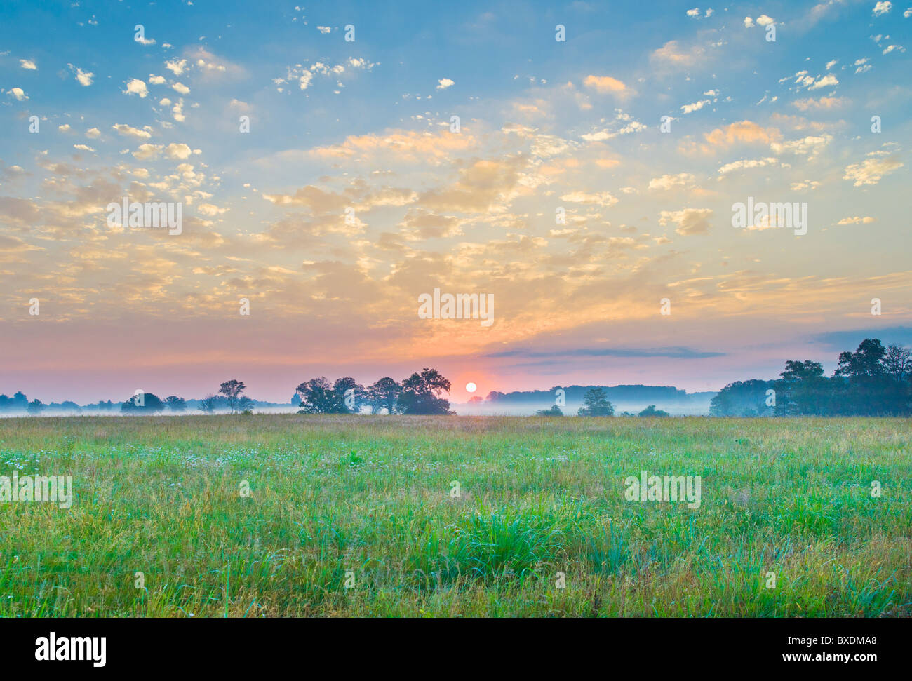 Sonnenuntergang über Gettysburg National Military Park Stockfoto