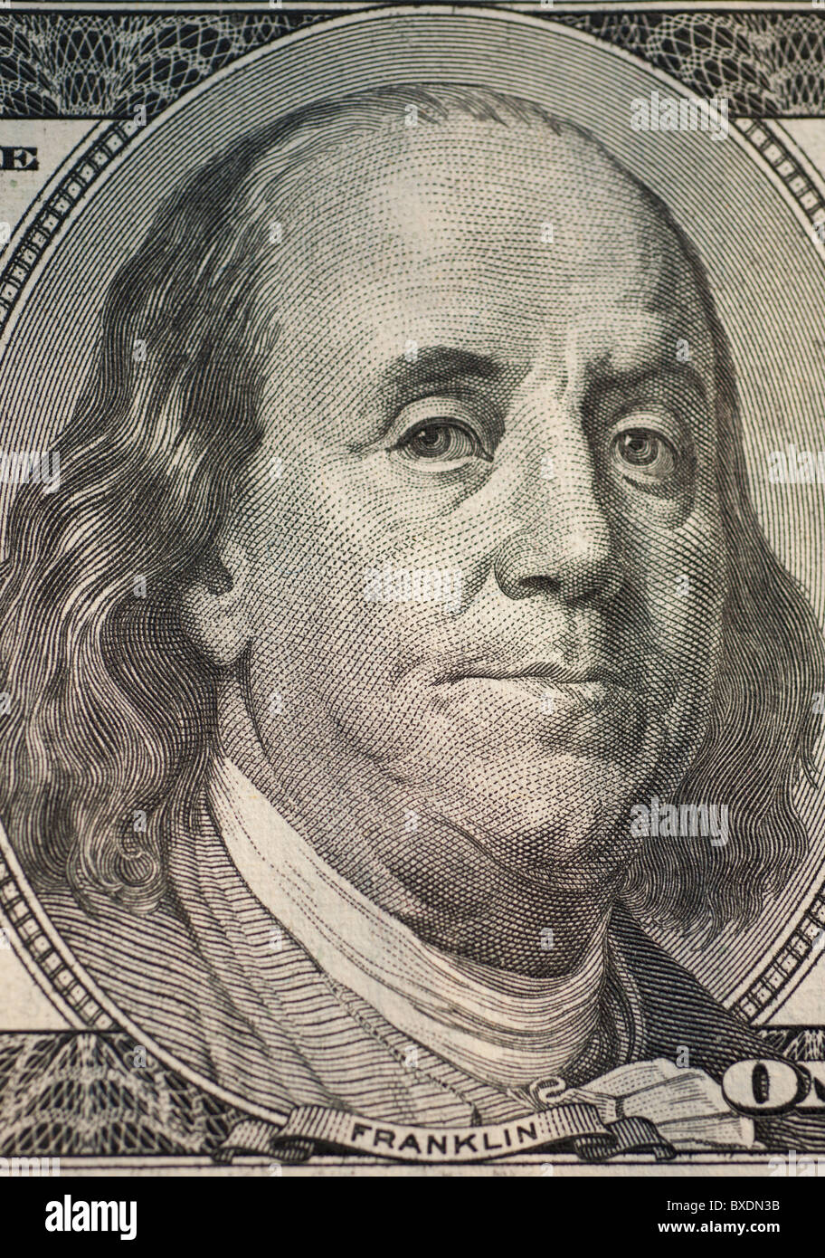 Benjamin Franklin auf hundert-Dollar-Schein Stockfoto