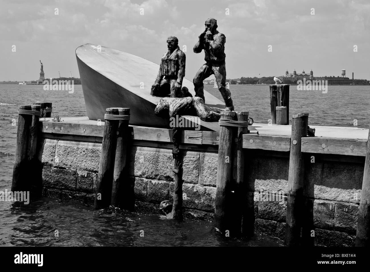 Handelsmarine Mahnmal am Battery Park dramatische NYC Skulptur ist eine Hommage an Seeleute Opfer Stockfoto