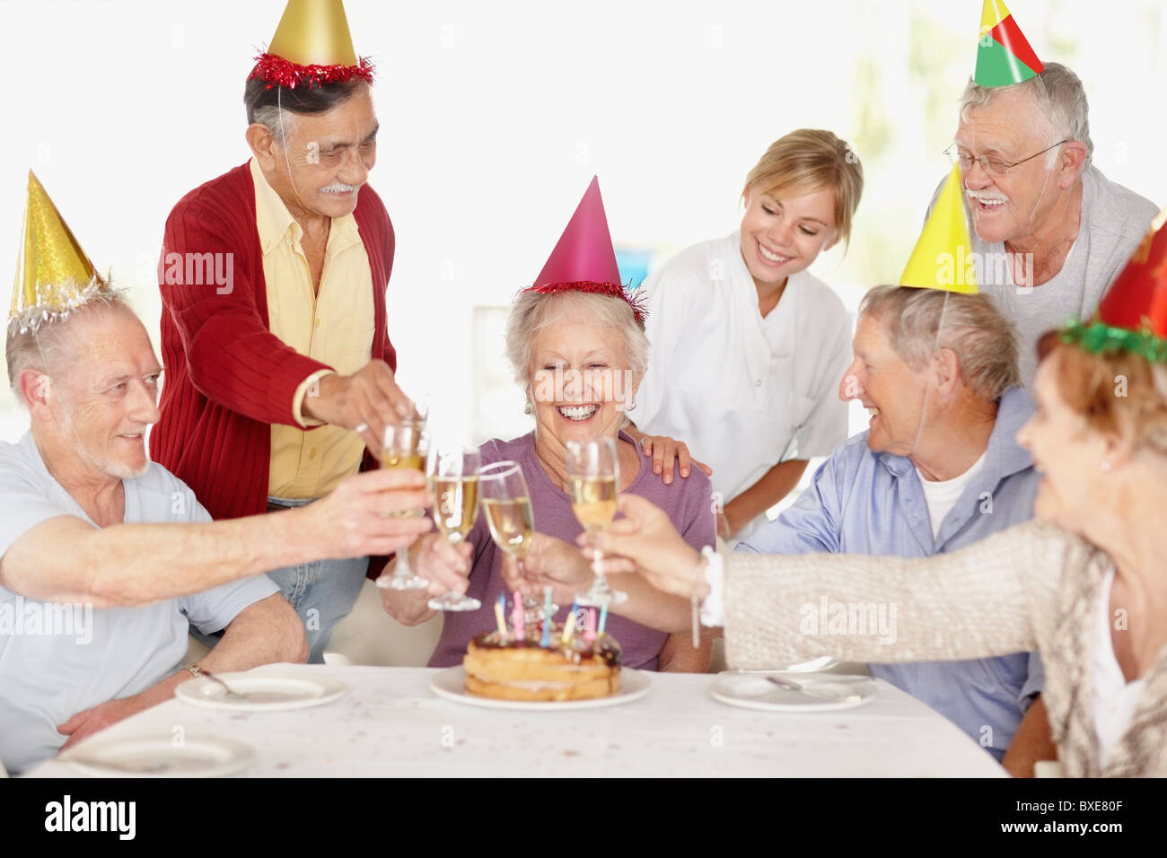 Ältere Frau-Geburtstags-party Stockfoto