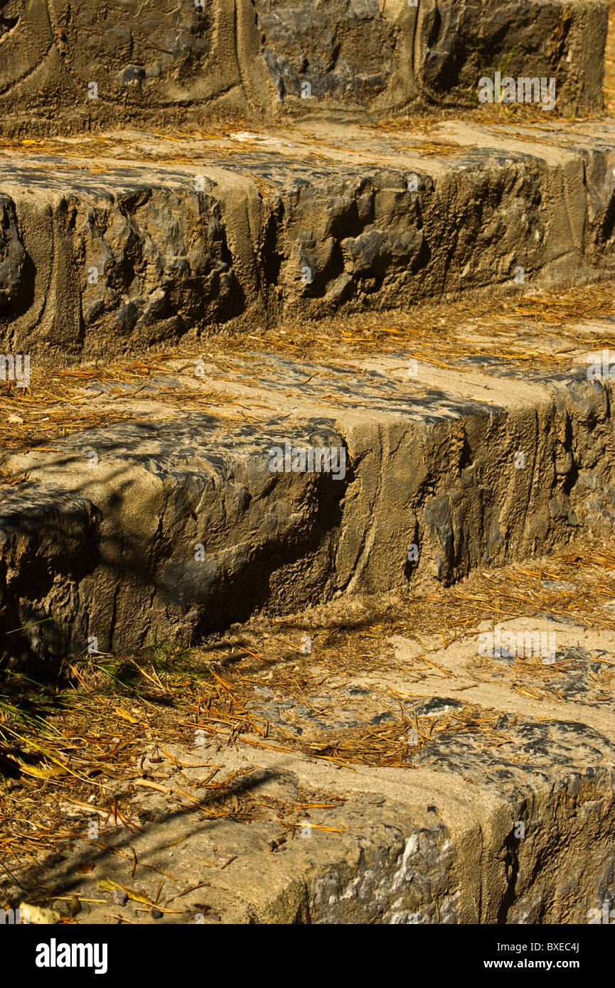 Schritte geschnitzt aus Stein für den Outdoor-Elementen zu widerstehen. Stockfoto