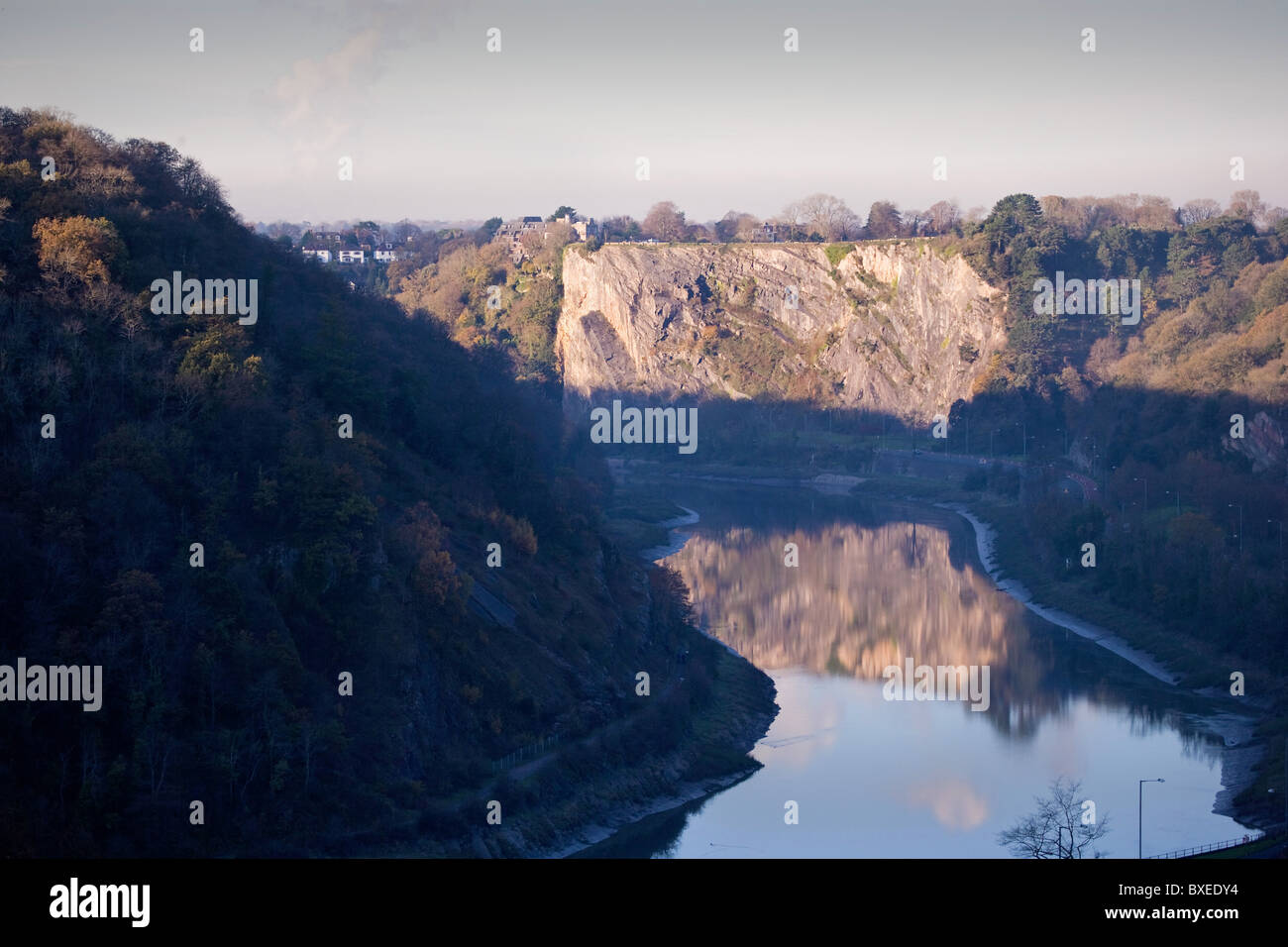 Avon Gorge Bristol aus die Clifton Suspension Bridge Blick flussabwärts zum Steinbruch Aussichtspunkt auf Clifton Downs Stockfoto