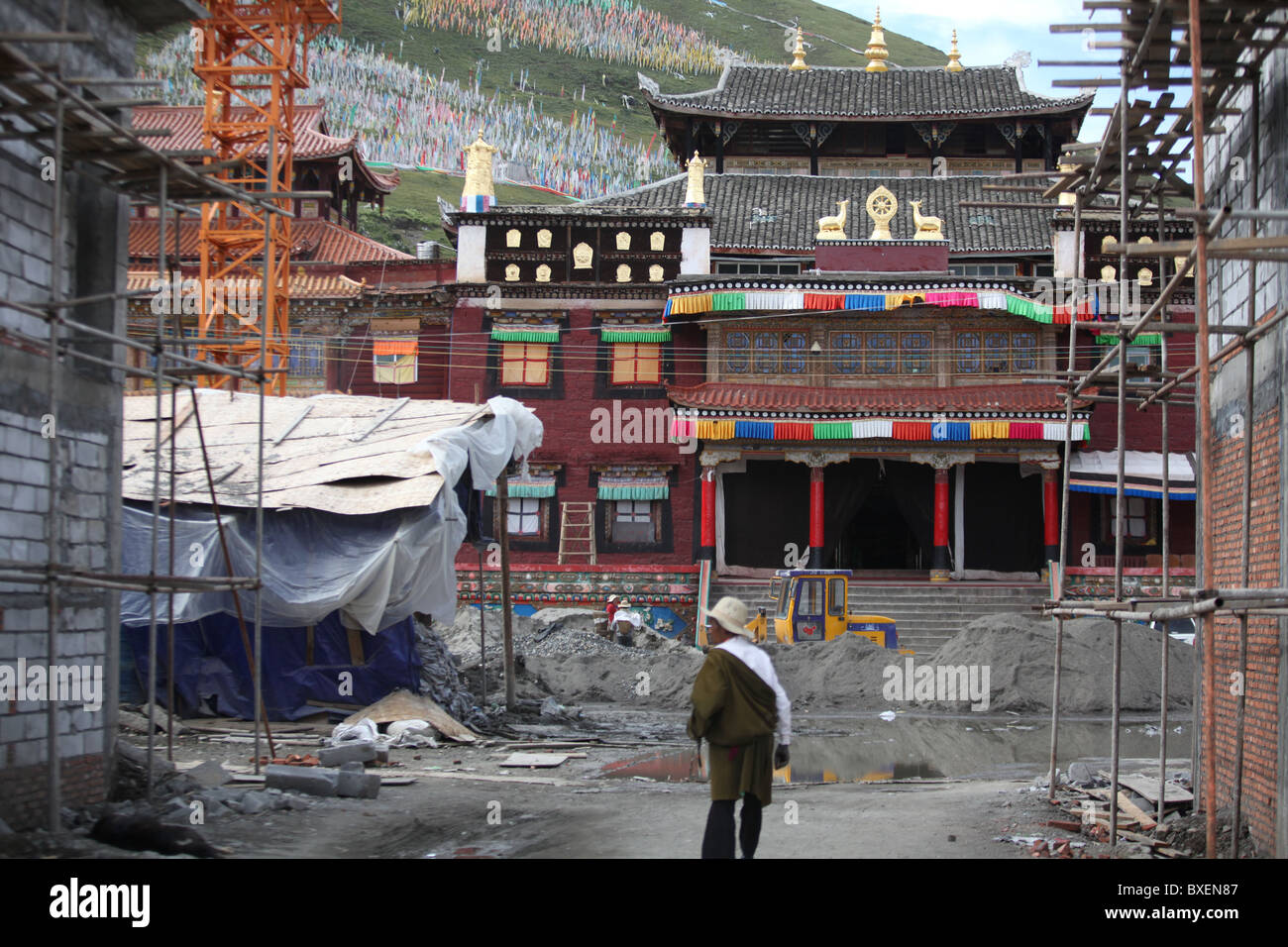 Renovierung, das Hauptkloster in Tagong Stadtmitte, Provinz Sichuan, China. Stockfoto