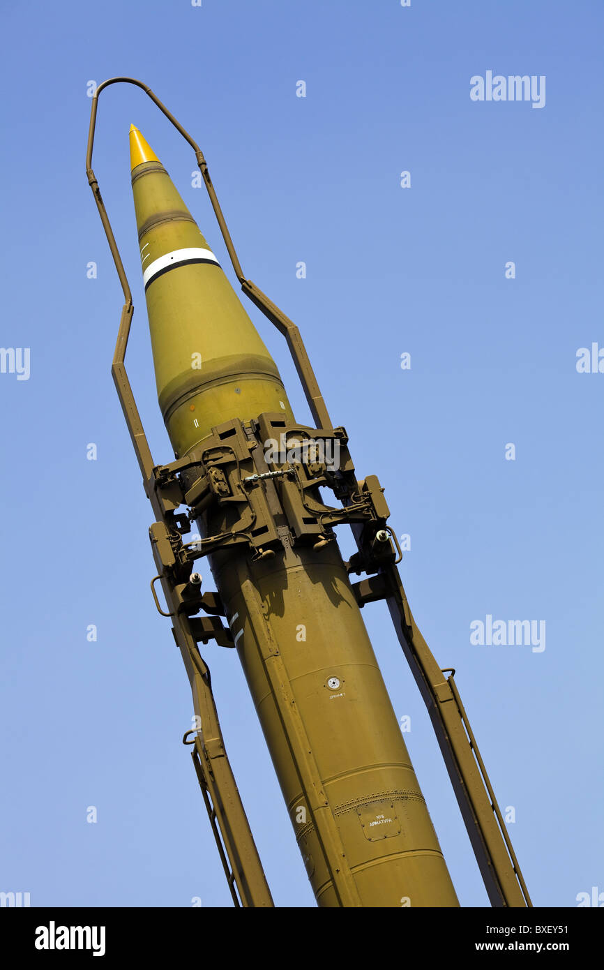 Eine Scud ballistische Rakete auf dem Display an der Armee Day Feierlichkeiten in Sofia Bulgaria Stockfoto