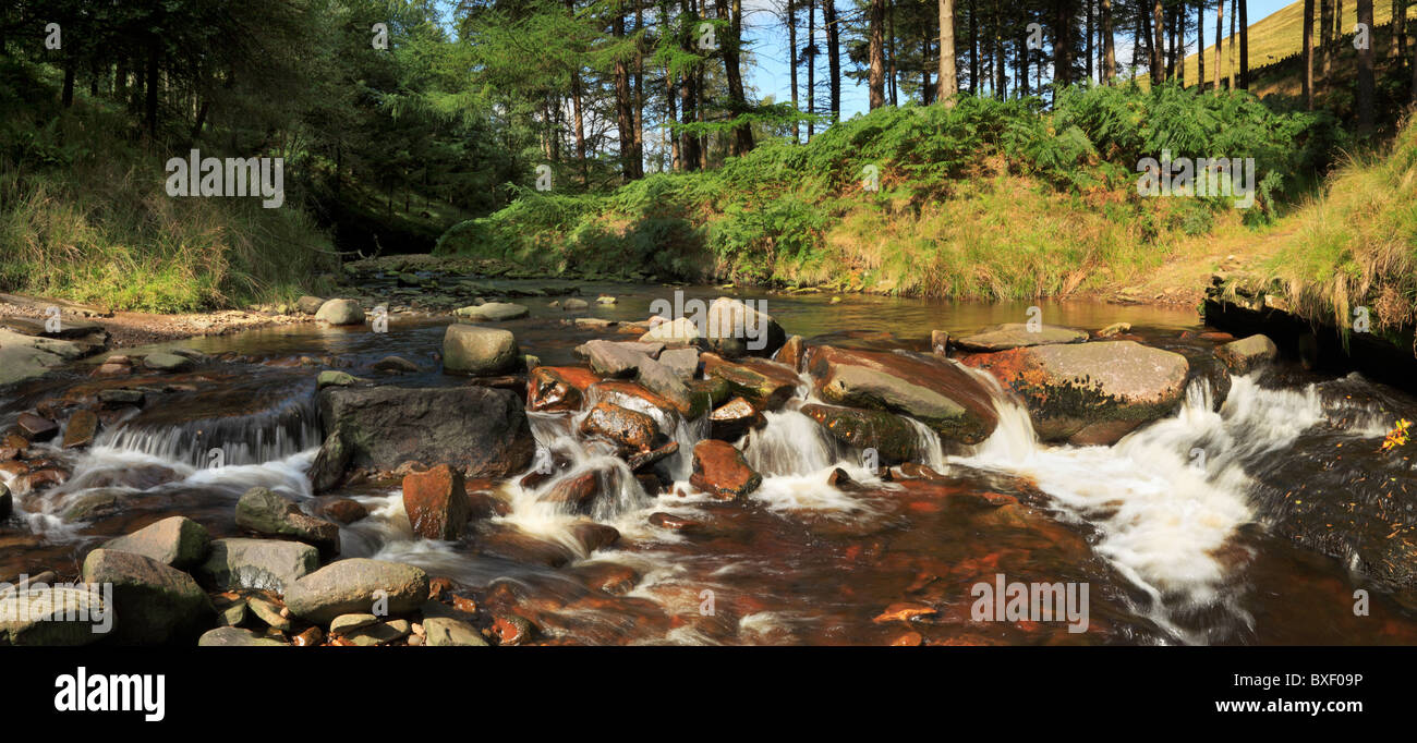 Rutschige Steinen ford, River Derwent, Dark Peak, The Peak District, Derbyshire Stockfoto