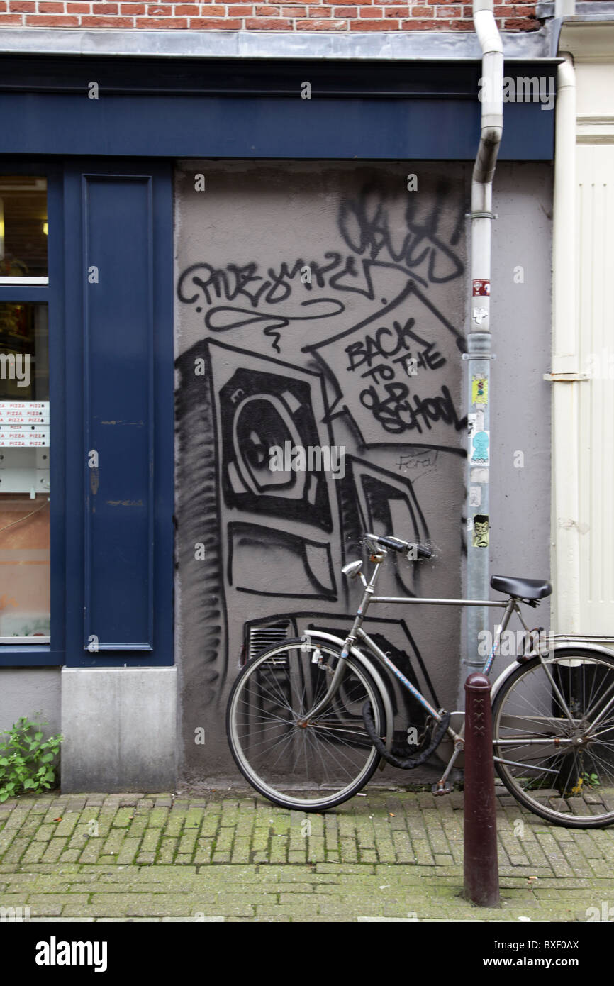 Graffiti eines Soundsystems an einer Wand in Amsterdam Stockfoto