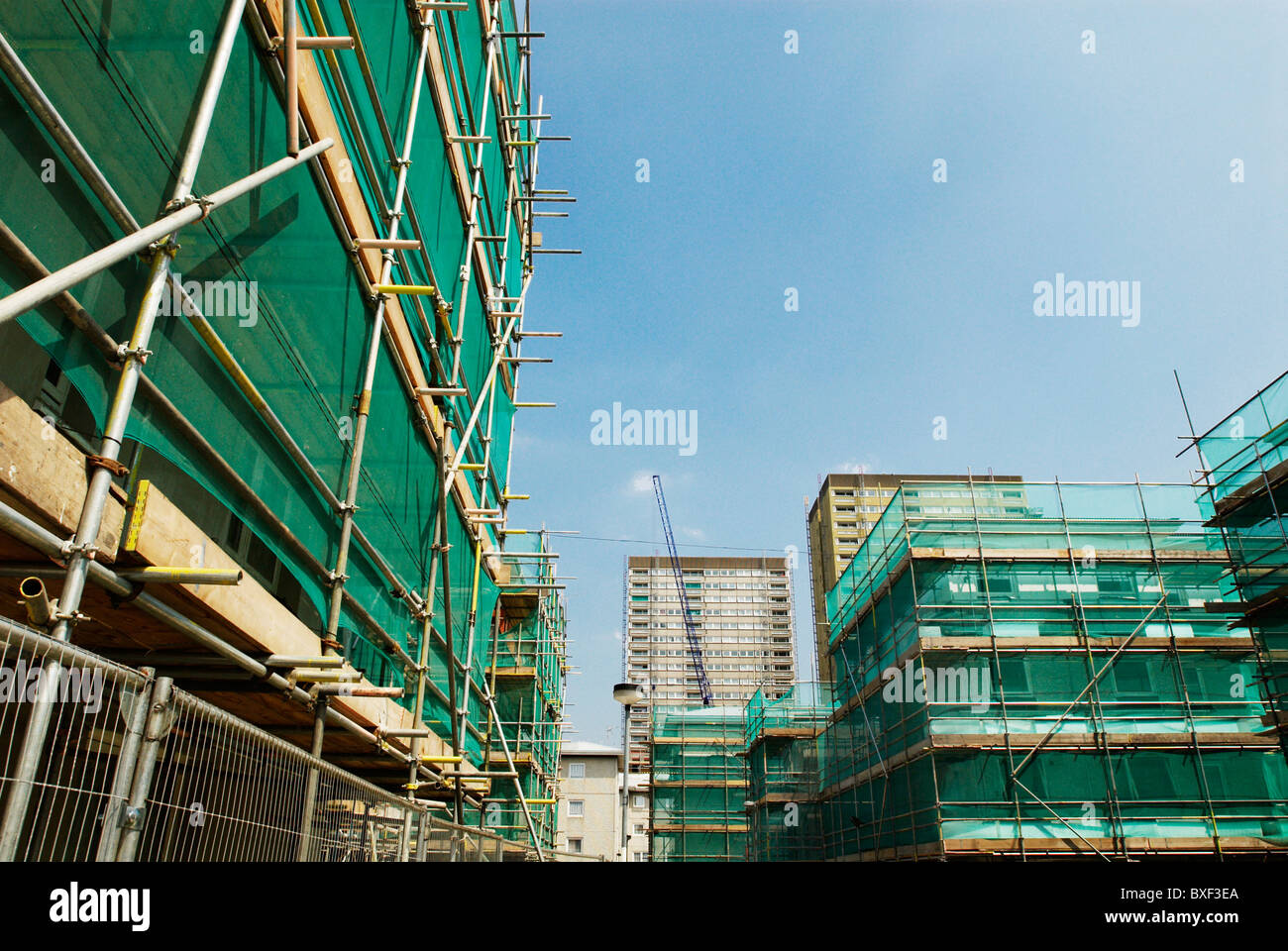 Renovierung von Sozialwohnungen und Wohnungen Bogen East London UK Stockfoto