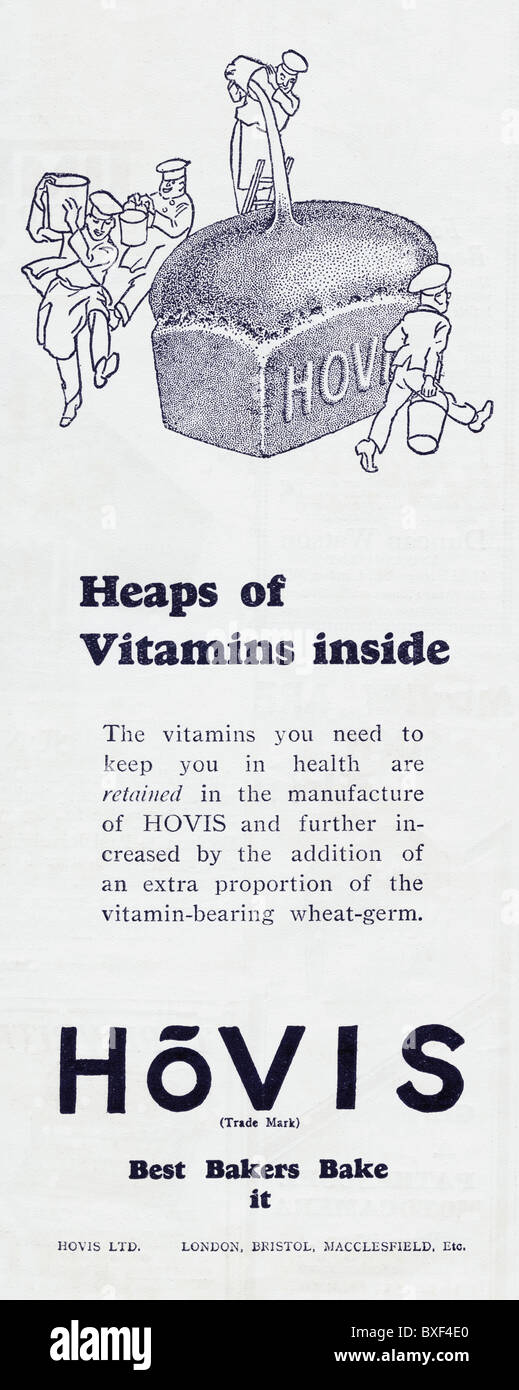 1929-Werbung für Hovis Brot Stockfoto