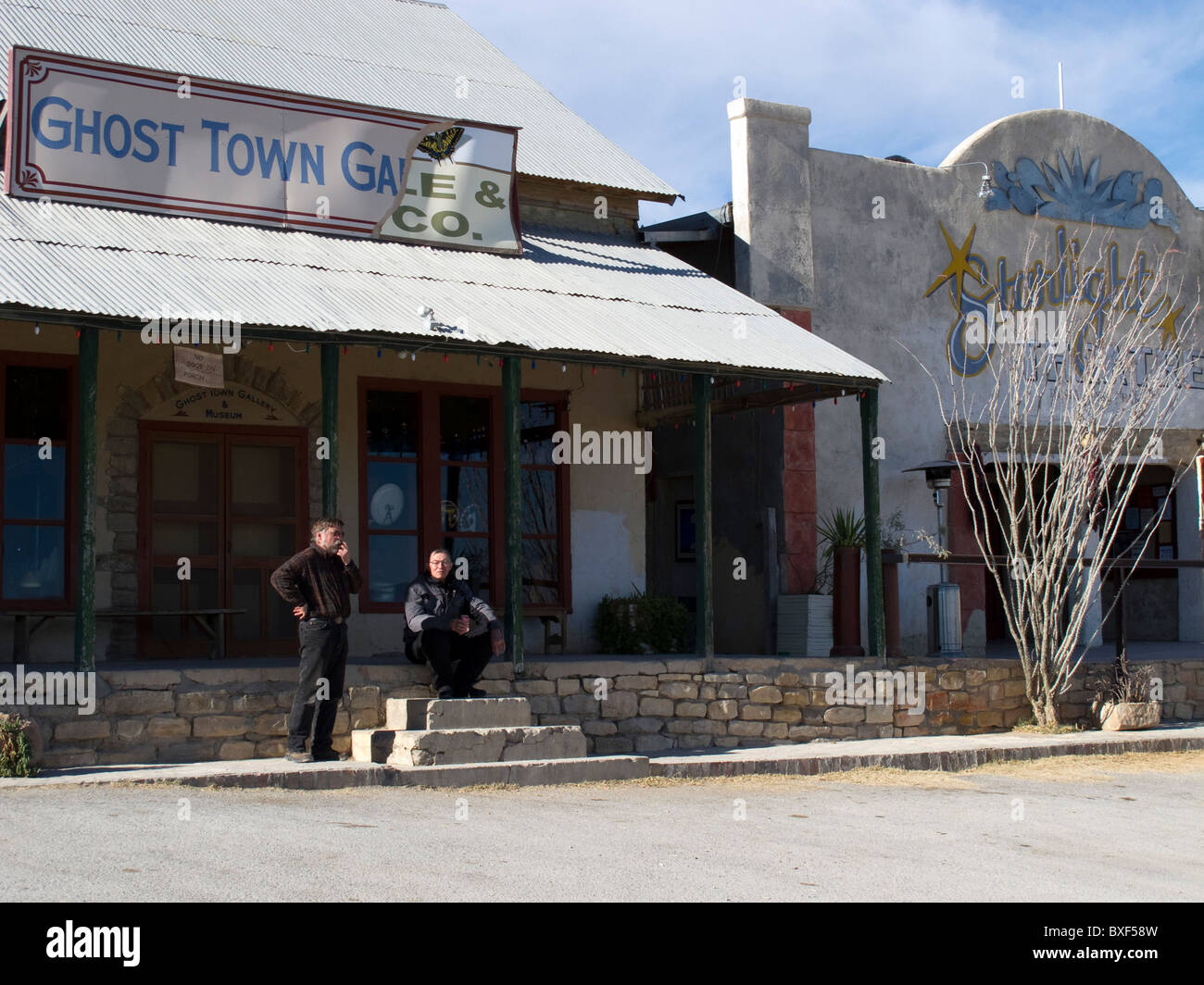 Terlingua Ghost Town im Westen von Texas, in der Nähe von Big Bend Nationalpark. Stockfoto