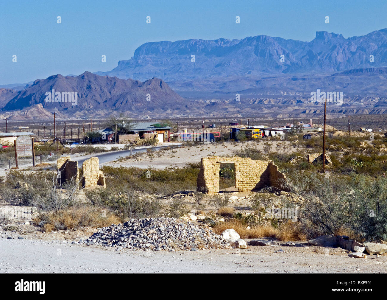 Terlingua Ghost Town im Westen von Texas, in der Nähe von Big Bend Nationalpark. Stockfoto