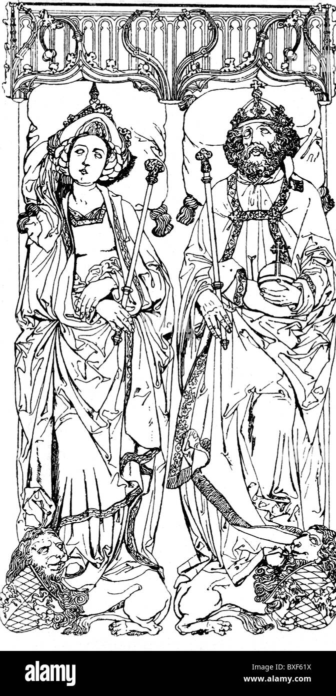 Die Zahlen sind die Emperor Henry II und seine Frau Kunigunde, aus ihrem Grab in der Kathedrale von Bamberg in Deutschland. Stockfoto