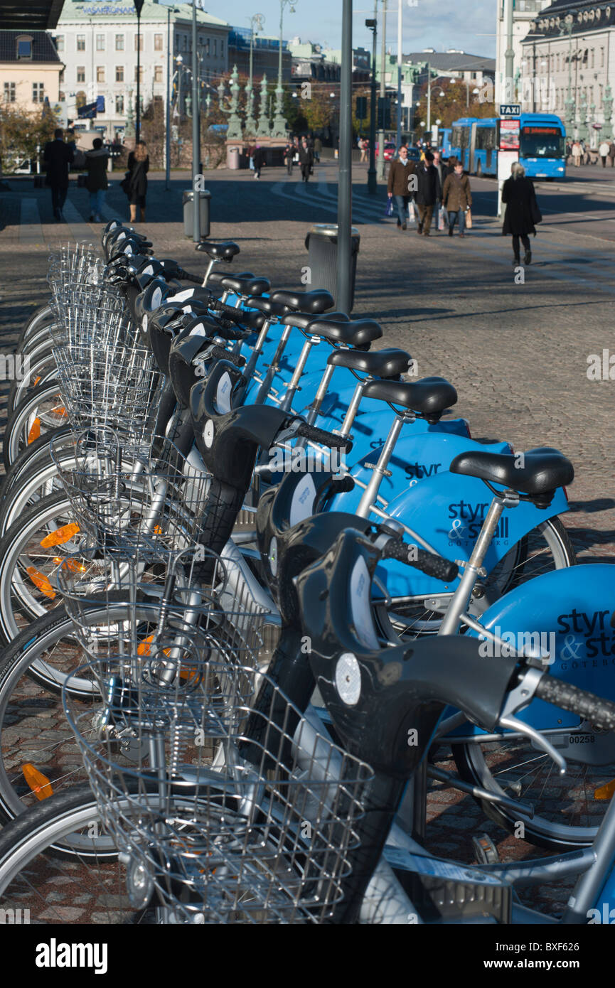 Öffentliche Fahrräder zur Verfügung verwenden Sie im Zentrum von Göteborg, Schweden (Göteborg). Stockfoto