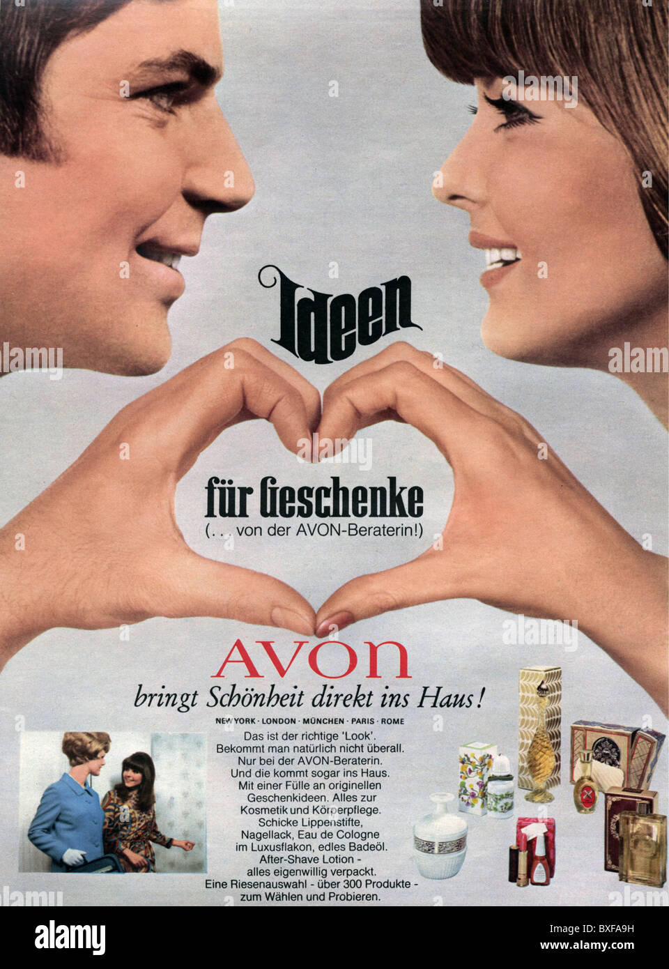 Werbung, Kosmetik, Avon, Anzeige aus einer Zeitschrift, Deutschland, um 1970, Additional-Rights-Clearences-not available Stockfoto