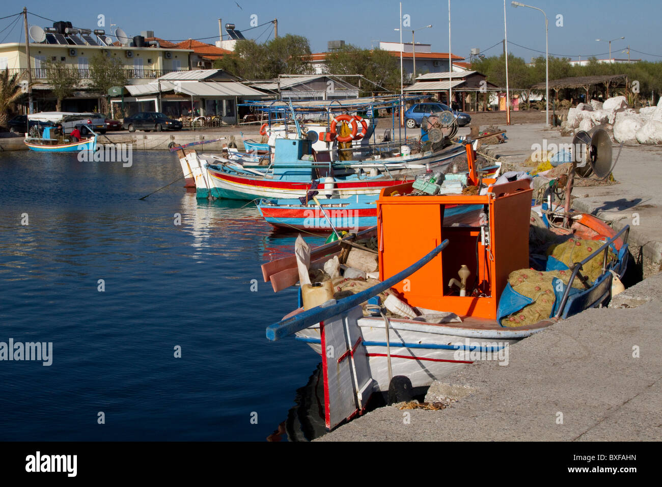 Kai Seite Skala Kalloni Hafen Lesbos Stockfoto
