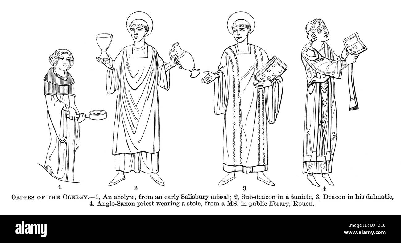 Bestellungen des angelsächsischen Klerus 11. Jahrhundert; Schwarz und weiß-Abbildung; Stockfoto