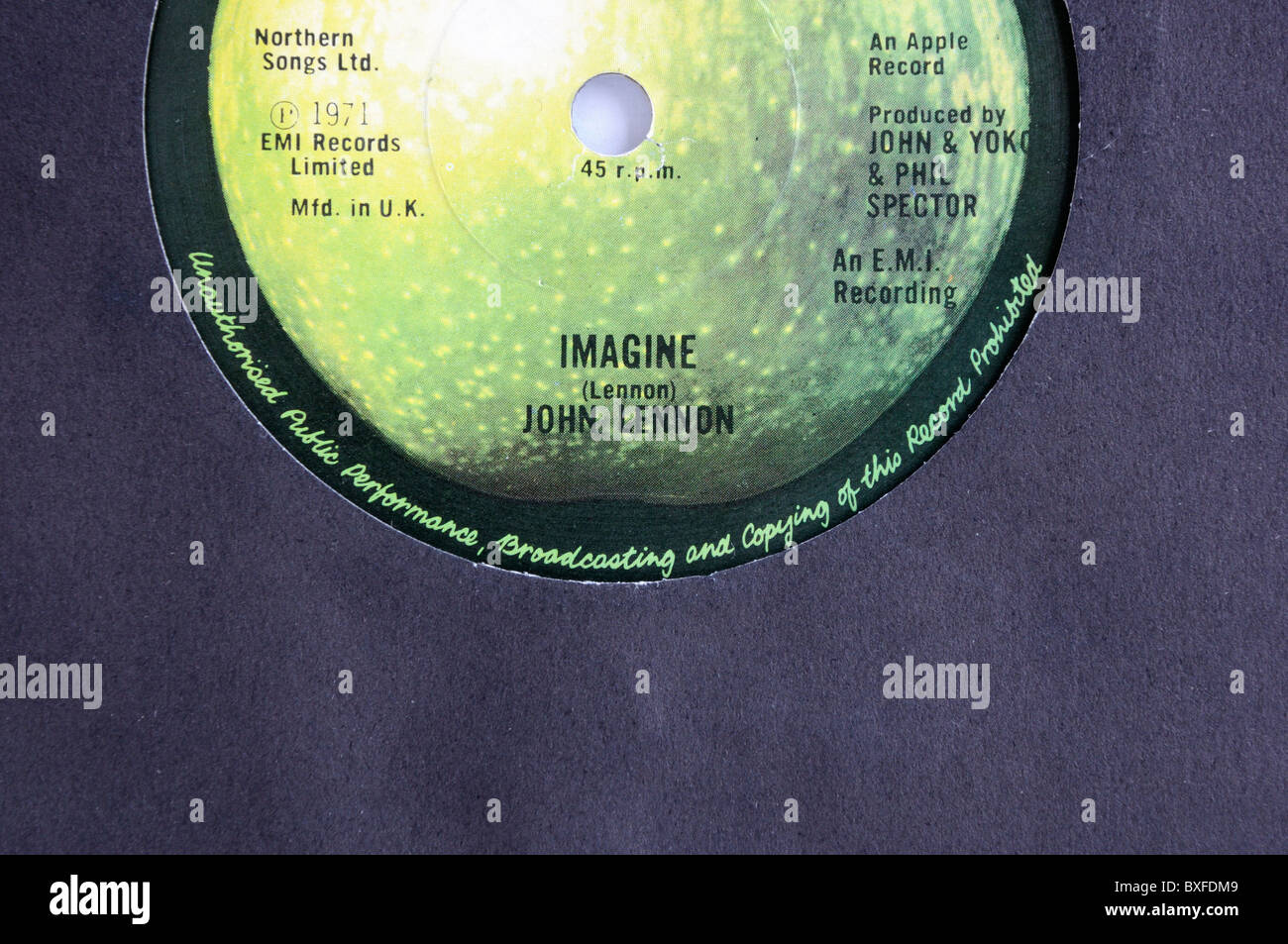 Lennons 1971 single "Imagine" Stockfoto