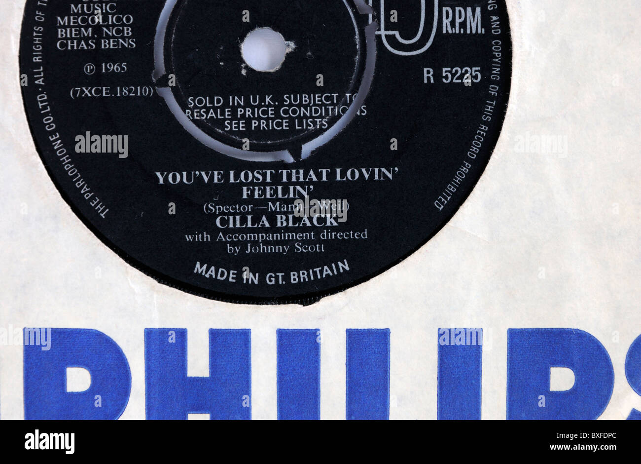 Cilla Black 1965 Single "Du hast verloren, dass Lovin ' Feelin'' Stockfoto