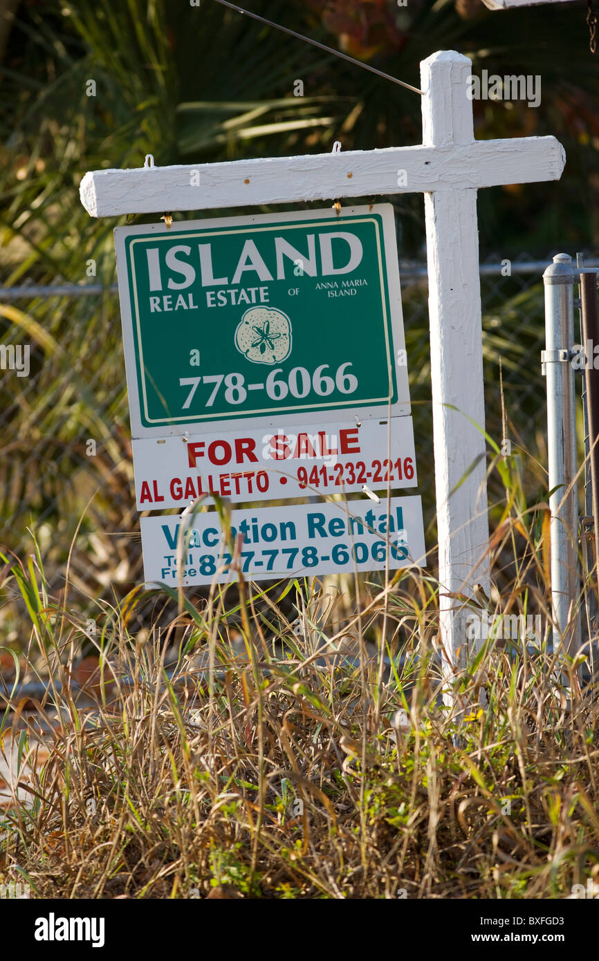 Für Immobilien Verkaufsschild Anna Maria Island, Florida, Vereinigte Staaten von Amerika Stockfoto