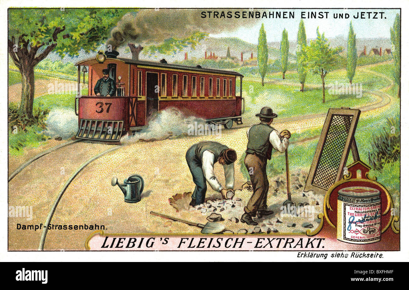 Transport / Transport, Bahn, Dampfbahn, Liebig-Sammelkarte, Deutschland, um 1895, Zusatzrechte-Abferungskarten-nicht vorhanden Stockfoto