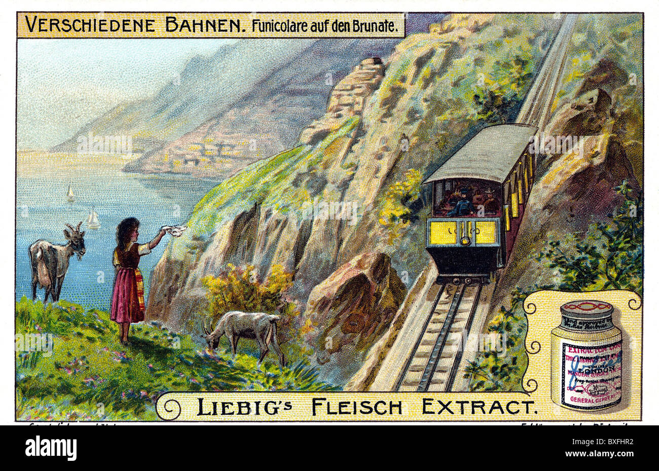 Transport / Transport, Eisenbahn, Zahnradbahn auf Brunate bei Como, Sammelkarte, Lithographie, Italien, um 1905, Zusatzrechte-Abfertigung-nicht vorhanden Stockfoto