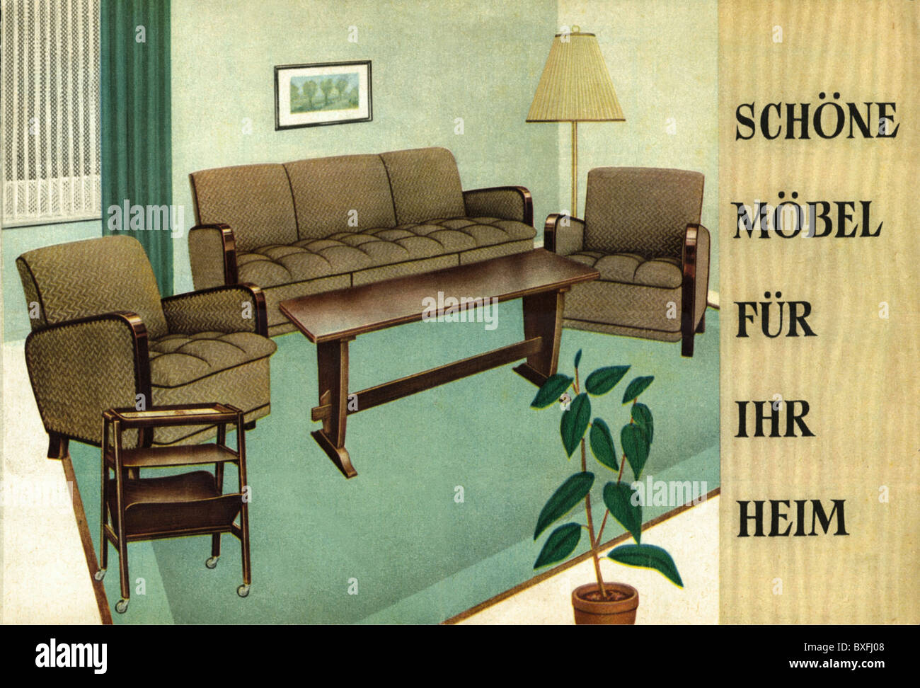 Möbel, Werbung, Oberhausen, Deutschland, 1954, Zusatz-Rechte-Clearenzen-nicht vorhanden Stockfotografie