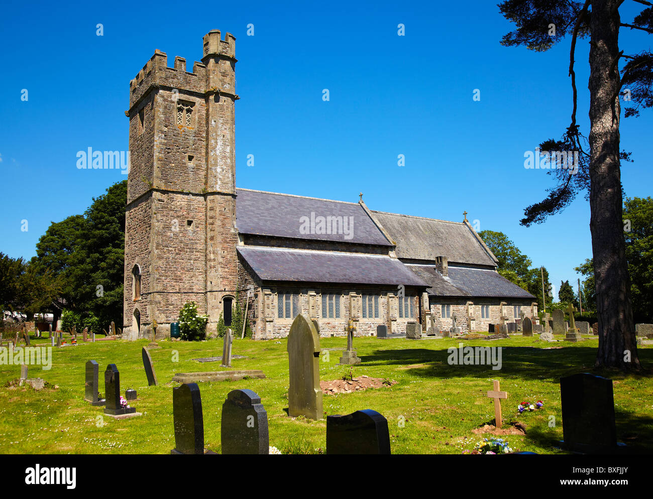 Die Pfarrkirche St. Stephan zu Caerwent war ursprünglich gewidmet St. Tathyw, Caerwent, South Wales, UK Stockfoto