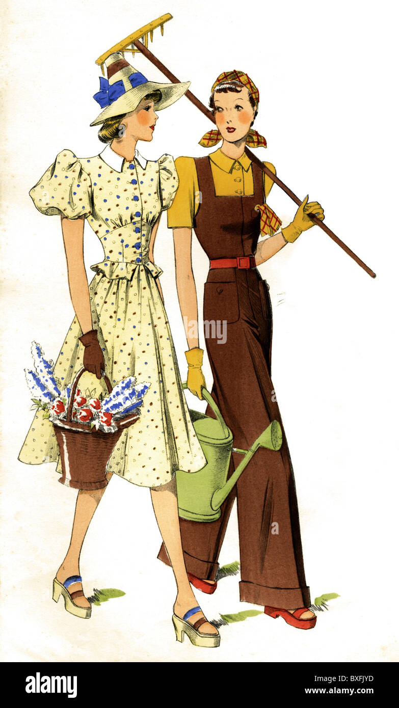 Mode 1930er Jahre Die Ladie Mode Gartenarbeit Zwei Modelle