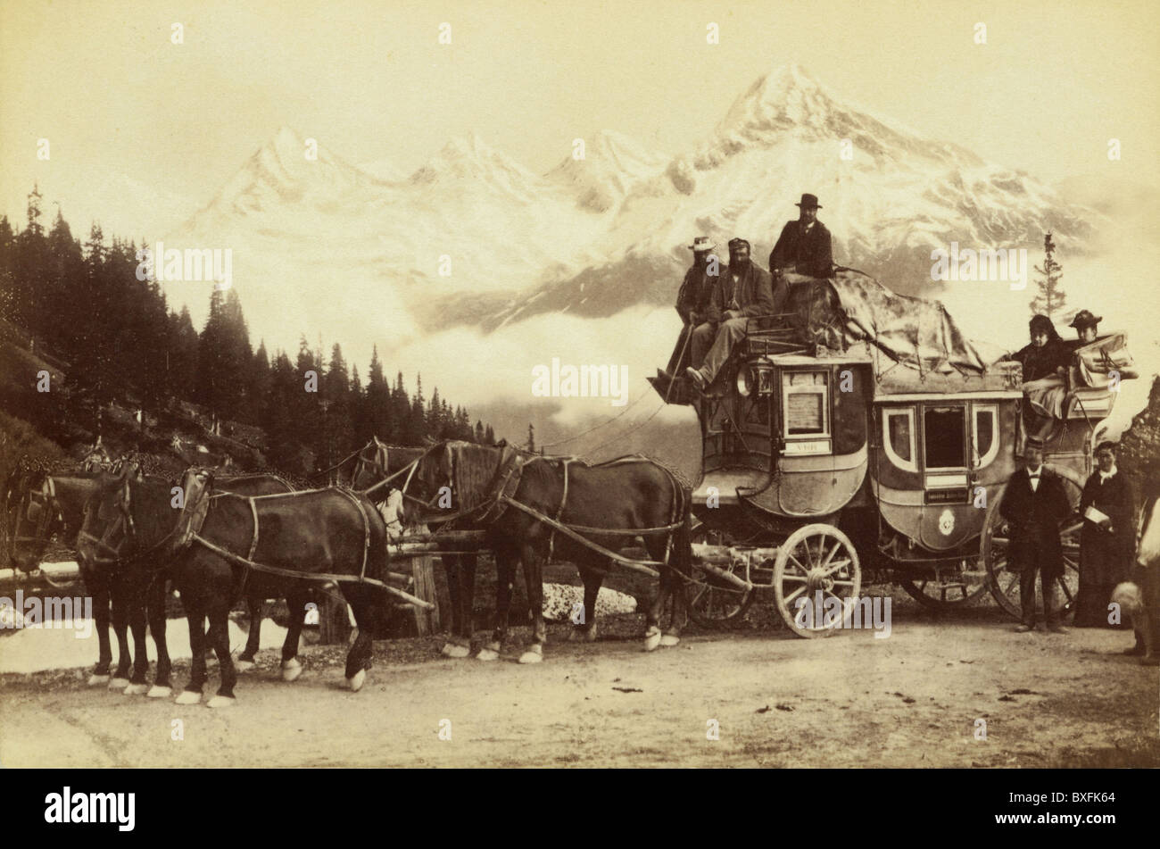 Post, Post, Postauto, Schweizer Bergpost, bei Chur, Schweiz, August 1897, Zusatzrechte-Clearences-nicht vorhanden Stockfoto