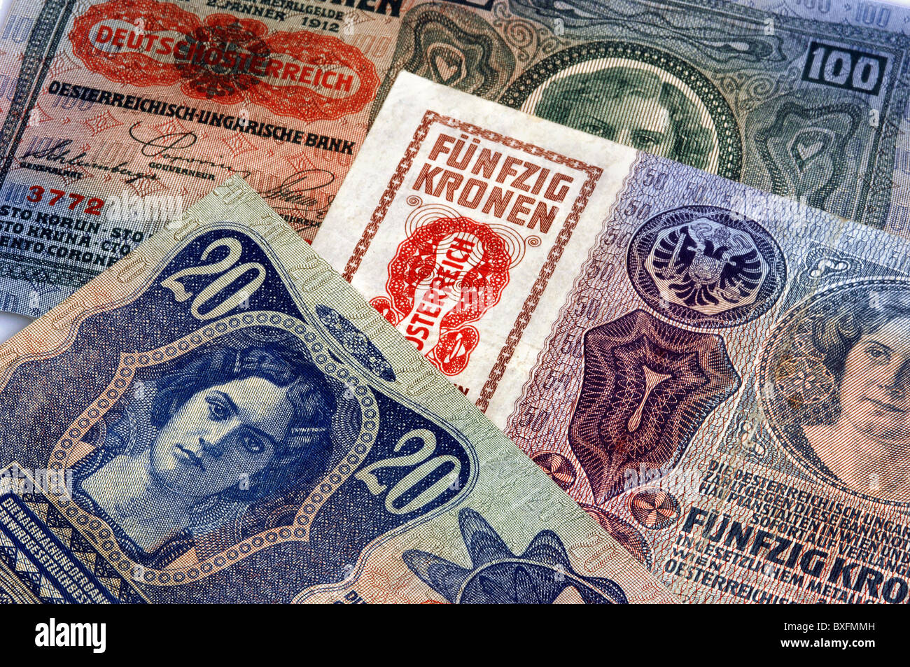 Geld / Finanzen, Banknoten, Österreich, Banknote, Wien, 1912, Additional-Rights-Clearences-nicht vorhanden Stockfoto