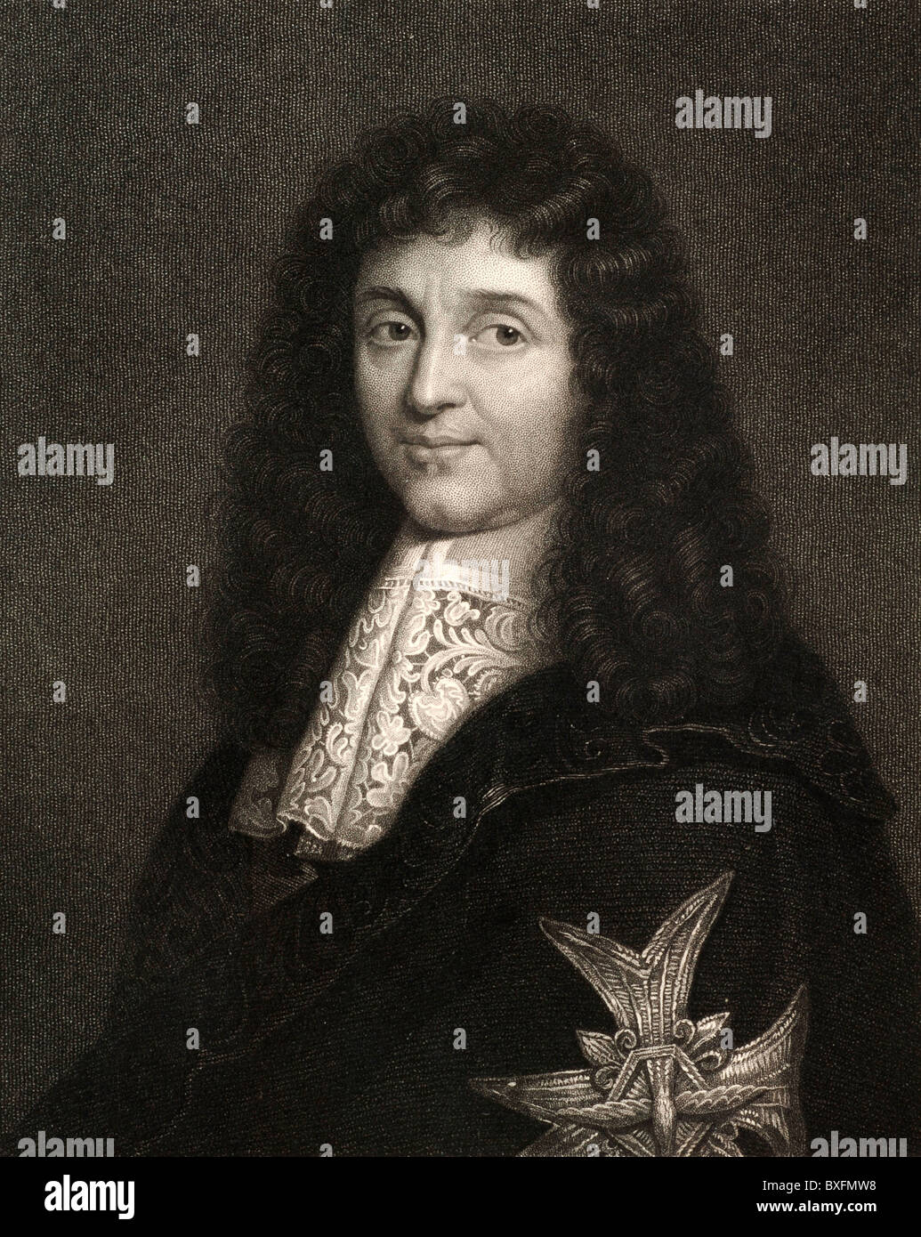 Porträt von Jean-Baptiste Colbert (1619-1683) Französischer Finanzminister unter König Louis XIV. Französischer Politiker und Finanzkontrolleur. Vintage Illustration oder Gravur Stockfoto