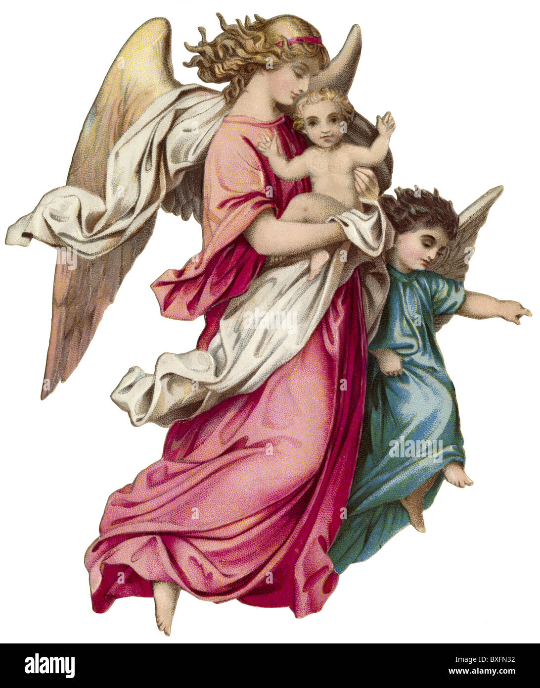 Religion, Christentum, Engel mit Jesuskind, Lithographie, Deutschland, 1897, Zusatzrechte-Clearences-nicht vorhanden Stockfoto