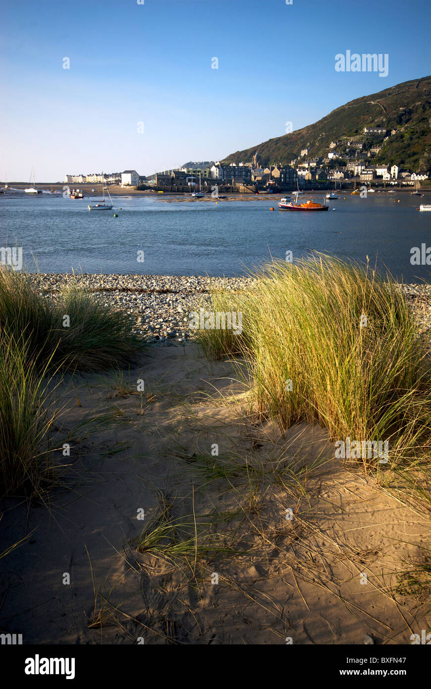 Fairbourne Gwynd Wales UK Eisenbahn kleine Gauge Steam Barmouth Sanddünen Stockfoto