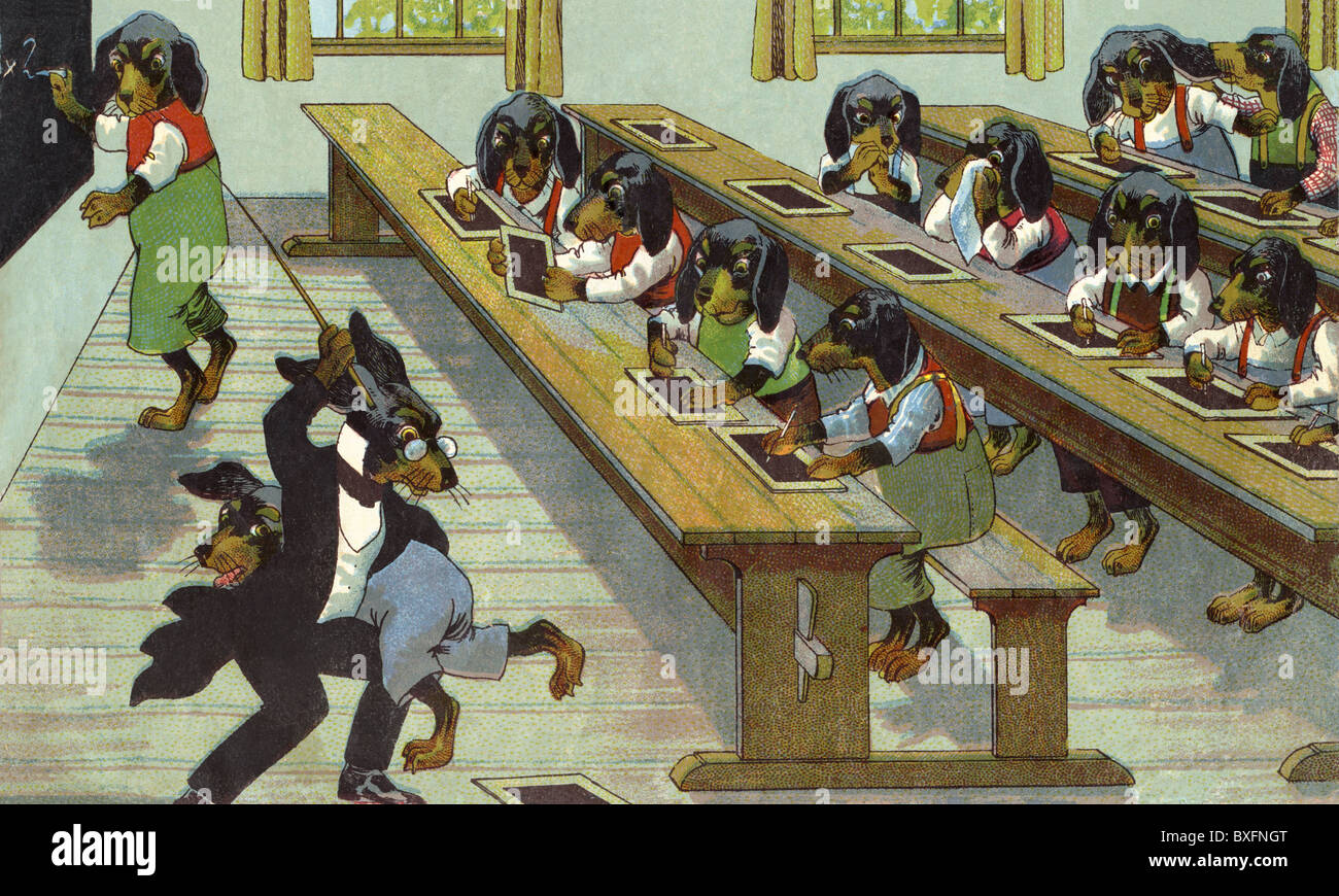 Bildung, Karikatur, Fustigation, Deutschland, um 1910, Zusatz-Rechte-Clearences-nicht vorhanden Stockfoto