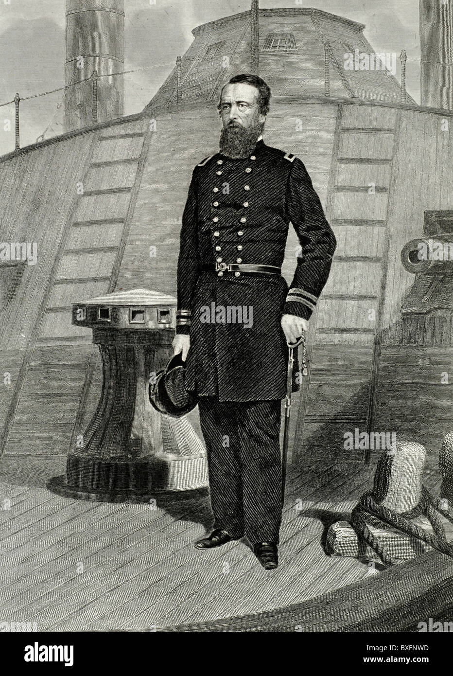 Ganzkörperporträt von David Dixon Porter (1813-1891) Admiral, Navy, Naval Officer und Naval Hero der USA oder der USA während des amerikanischen Bürgerkrieges. Vintage Illustration oder Gravur Stockfoto